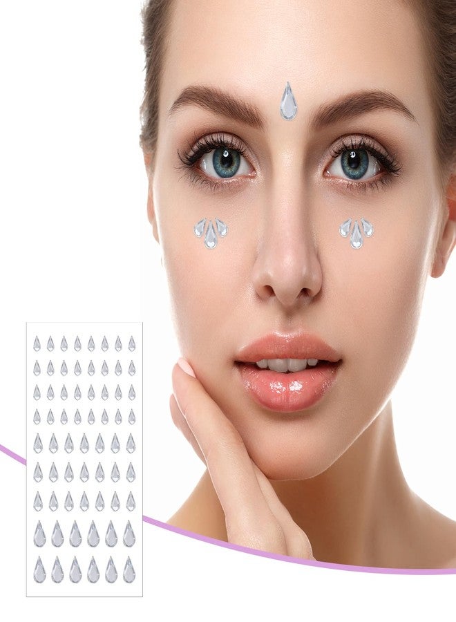 Styquenzer 5 Sheets Face Gems Jewels Stickers, Teardrop Rhinestones for Face, Self Adhesive Rhinestones for Face, Hair, Makeup, Nail Decorations, DIY - Image 4